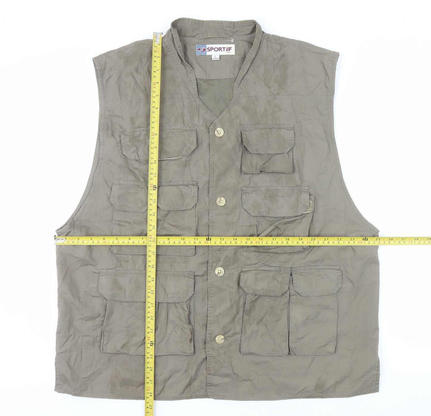 Sportif Men’s Brown Cotton Fishing Waistcoat L with Multiple Pockets