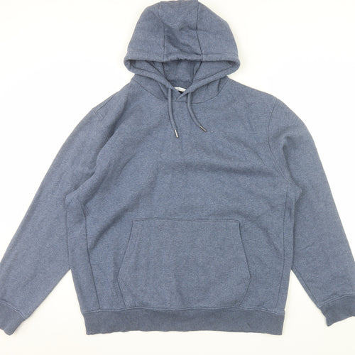 Next Men's Blue Pullover Hoodie L Regular Fit Fleece Long Sleeve