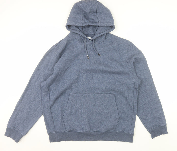 Next Men's Blue Pullover Hoodie L Regular Fit Fleece Long Sleeve