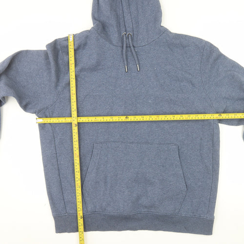 Next Men's Blue Pullover Hoodie L Regular Fit Fleece Long Sleeve