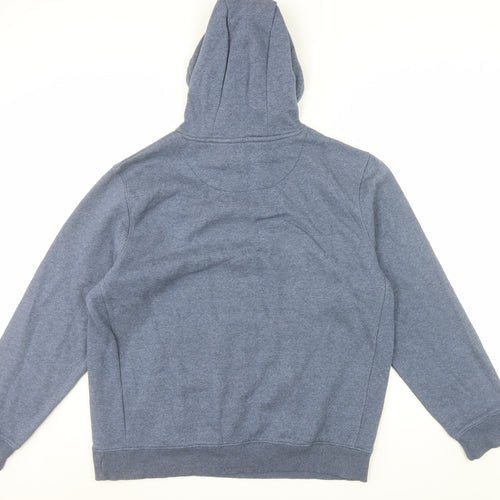 Next Men's Blue Pullover Hoodie L Regular Fit Fleece Long Sleeve