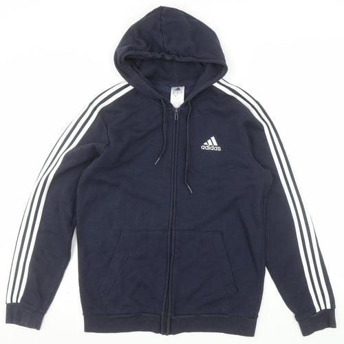 Adidas Men's Blue Full Zip Hoodie M Classic Sports Style