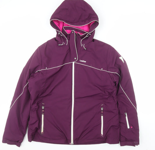 Wedze Women's Purple XL Ski Jacket Waterproof Hooded Winter Coat