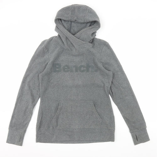 Bench Women Grey Pullover Hoodie Medium Polyester Logo Design