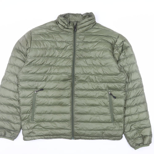Kirkland Signature Men's Green Nylon Down Puffer Jacket L