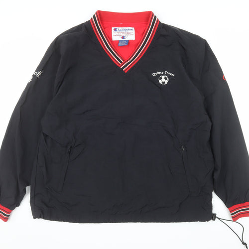 Champion Men's Black L V-Neck Pullover Sweatshirt Quincy Travel Logo