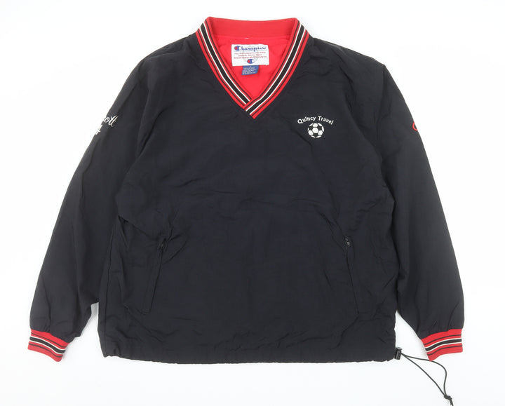 Champion Men's Black L V-Neck Pullover Sweatshirt Quincy Travel Logo