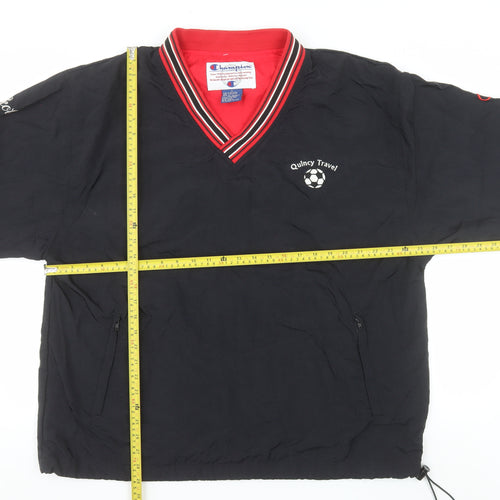 Champion Men's Black L V-Neck Pullover Sweatshirt Quincy Travel Logo
