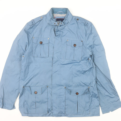 Alvaro Moreno Men's Blue Military Style Jacket Size L Polyester