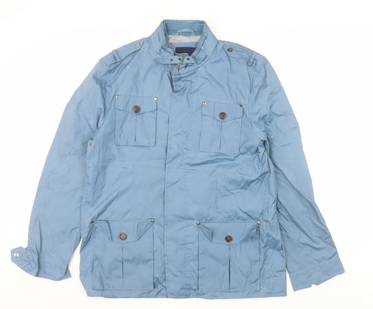 Alvaro Moreno Men's Blue Military Style Jacket Size L Polyester