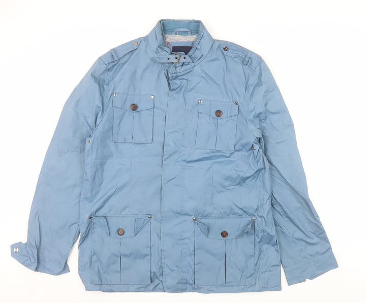 Alvaro Moreno Men's Blue Military Style Jacket Size L Polyester