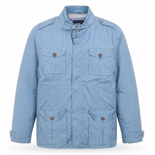 Alvaro Moreno Men's Blue Military Style Jacket Size L Polyester