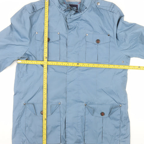 Alvaro Moreno Men's Blue Military Style Jacket Size L Polyester