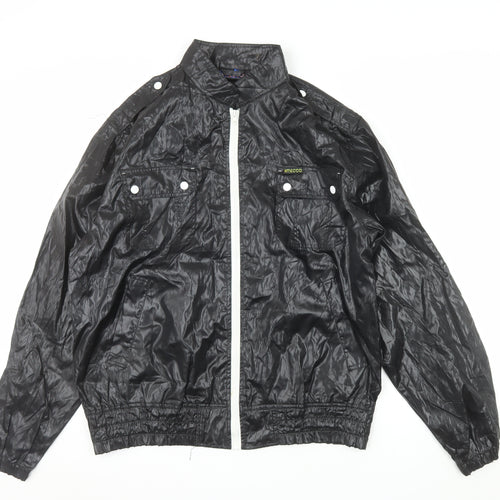Mecca Men's Black Bomber Jacket L Stand-Up Collar Full Zip