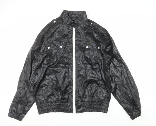 Mecca Men's Black Bomber Jacket L Stand-Up Collar Full Zip
