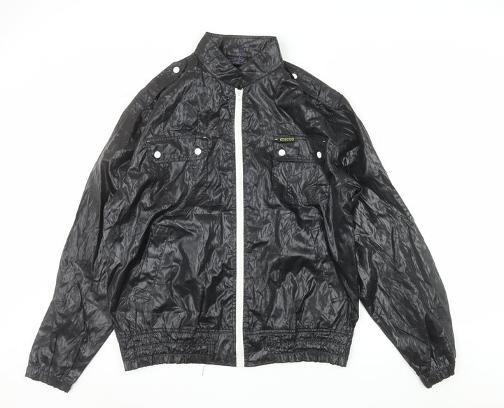 Mecca Men's Black Bomber Jacket L Stand-Up Collar Full Zip