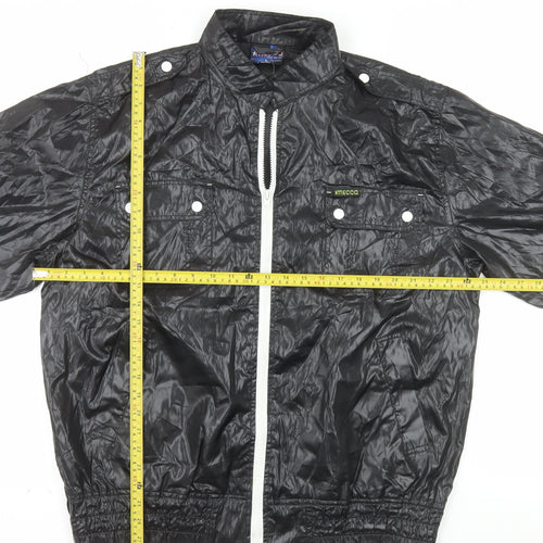 Mecca Men's Black Bomber Jacket L Stand-Up Collar Full Zip