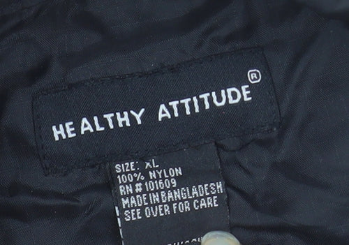 Healthy Attitude Men's Black XL Windbreaker Nylon Jacket