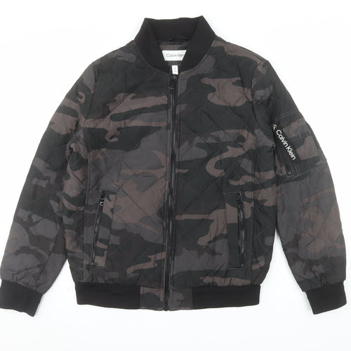 Calvin Klein Men's Multicoloured Camouflage Quilted Bomber Jacket Size S