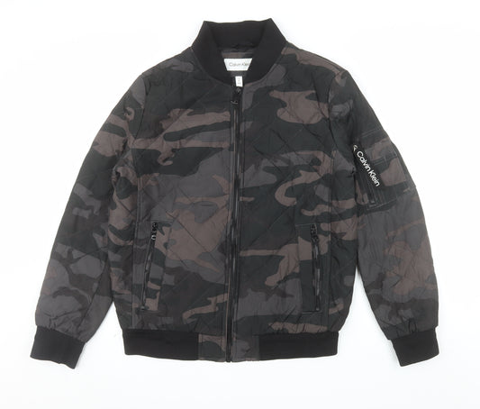 Calvin Klein Men's Multicoloured Camouflage Quilted Bomber Jacket Size S