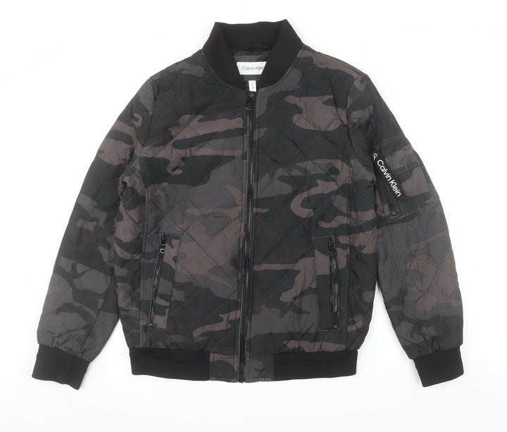 Calvin Klein Men's Multicoloured Camouflage Quilted Bomber Jacket Size S