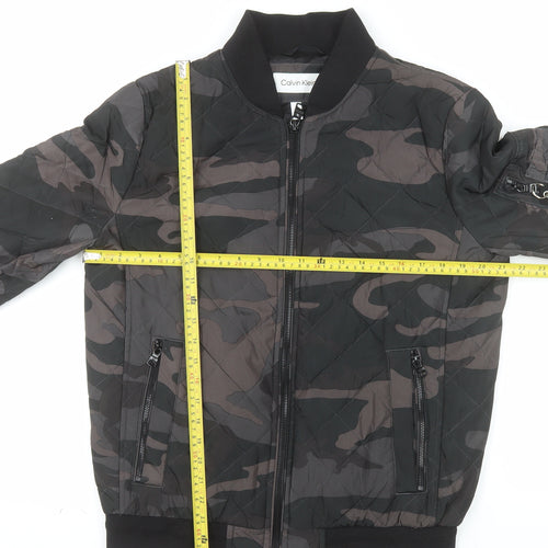 Calvin Klein Men's Multicoloured Camouflage Quilted Bomber Jacket Size S