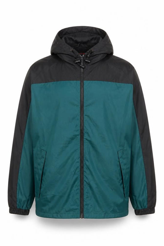 Front view of Viking Men’s Green Black XL Windbreaker Hooded Jacket