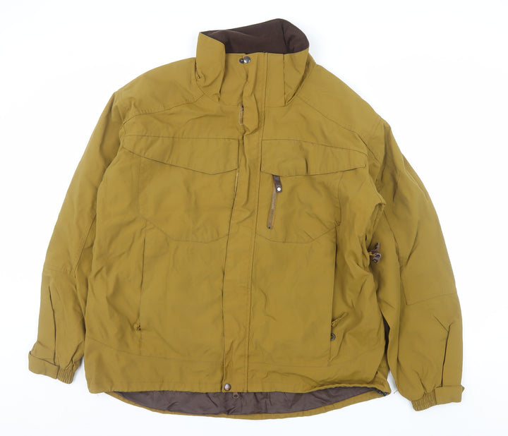 Ice Blue Men’s Brown L Water-Resistant Hooded Winter Parka Jacket