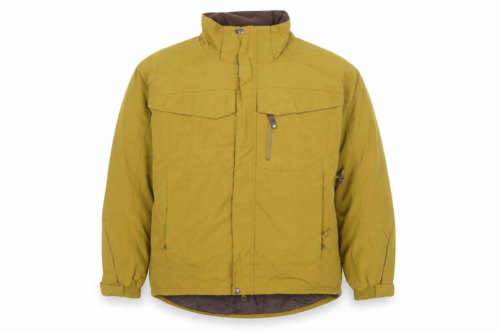 Front view of Ice Blue Men’s Brown L Water-Resistant Hooded Winter Parka Jacket