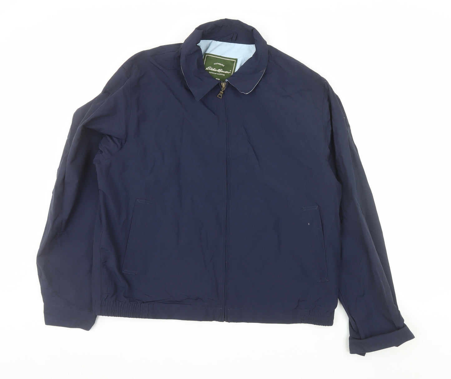 Eddie Bauer Men's Blue L Lightweight Cotton Nylon Zip Jacket