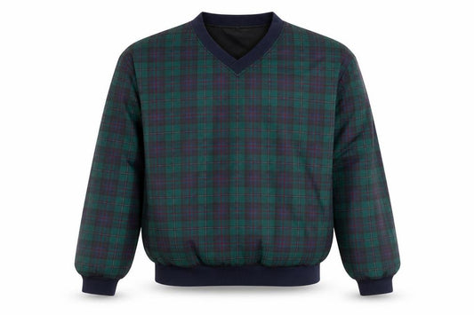 Front view of Forrester’s Men’s Green Check Pullover Quilted Sweatshirt L Outdoor