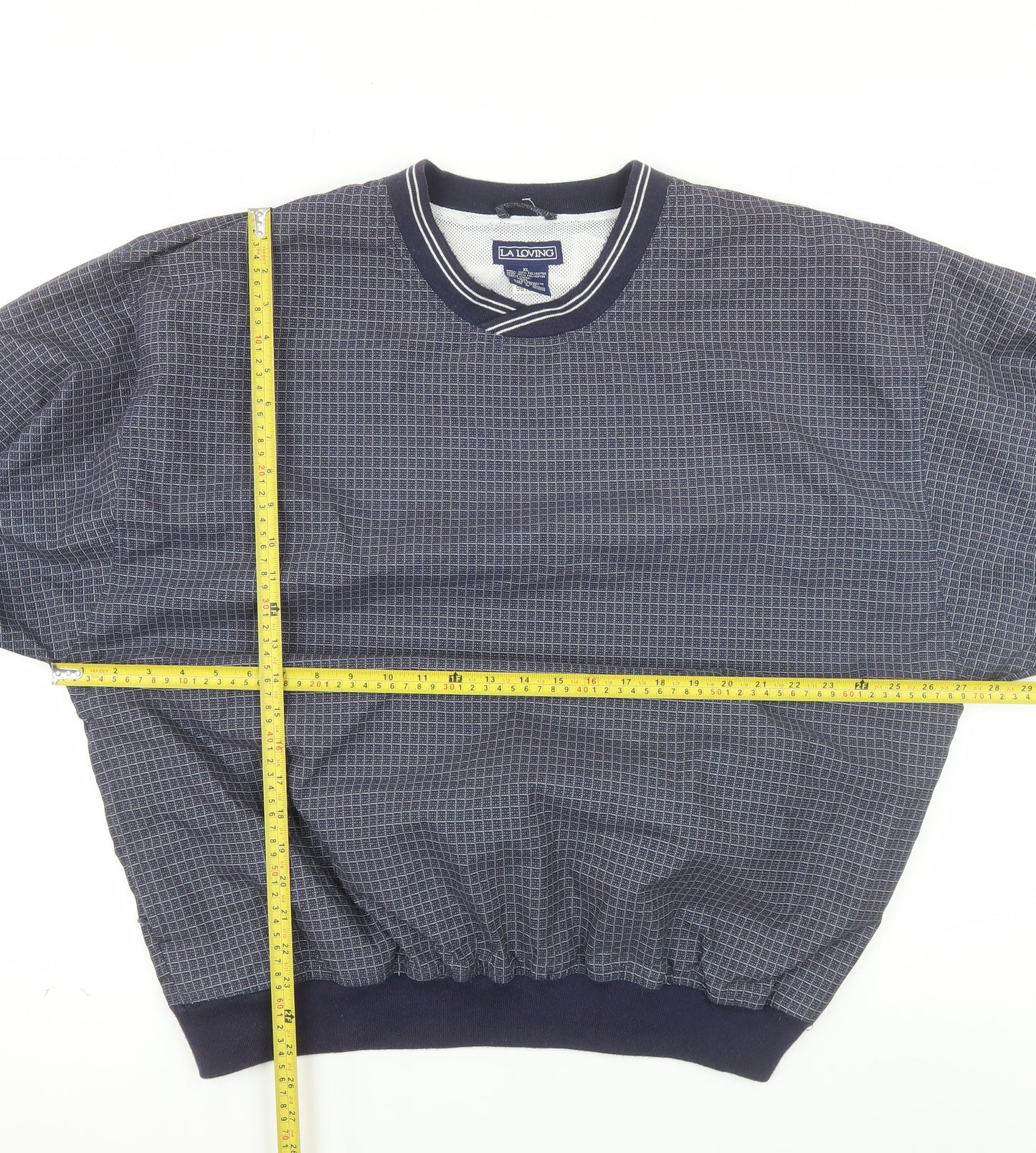 LA Loving Men's Blue XL Check Pullover Sweatshirt
