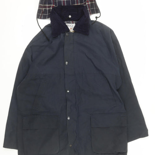 Avoca Men's Blue L Hooded Cotton Rain Coat with Pockets