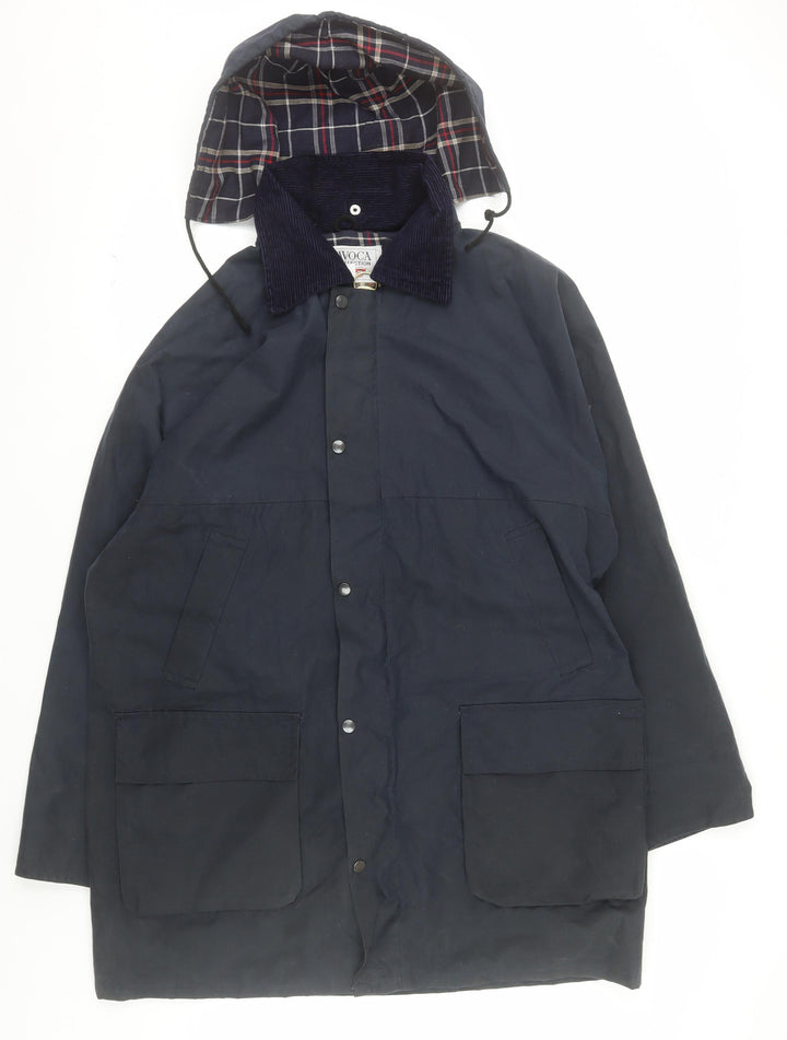 Avoca Men's Blue L Hooded Cotton Rain Coat with Pockets