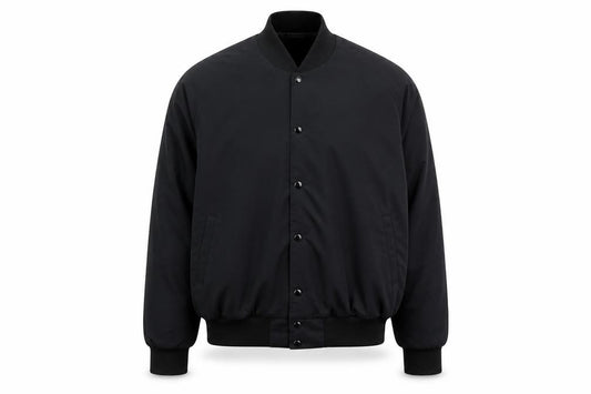 Front view of Taylor Jackets Men’s Black XL Varsity Bomber Music Tour Jacket
