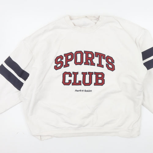 4th & Reckless Unisex White Sports Club Cotton Sweatshirt M