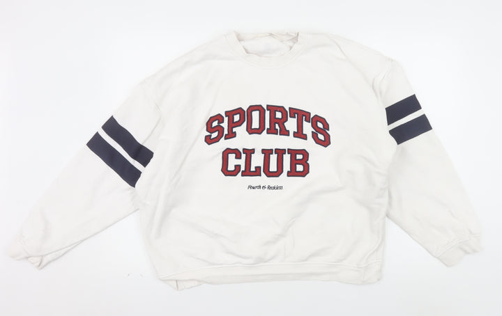 4th & Reckless Unisex White Sports Club Cotton Sweatshirt M