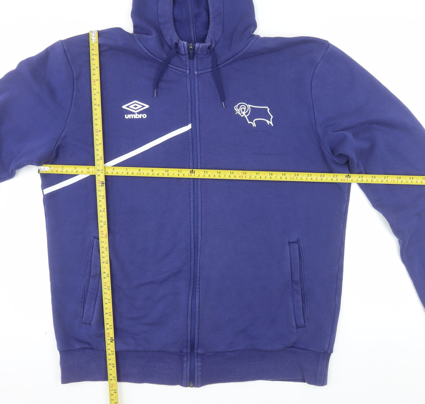Umbro Men's Blue XL Full Zip Hoodie Derby Logo Sportswear