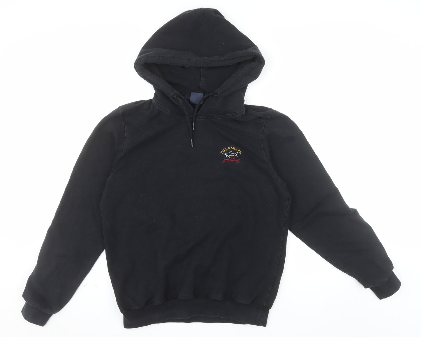 Paul & Shark Men’s Black Pullover Hoodie M Embroidered Yachting Cotton