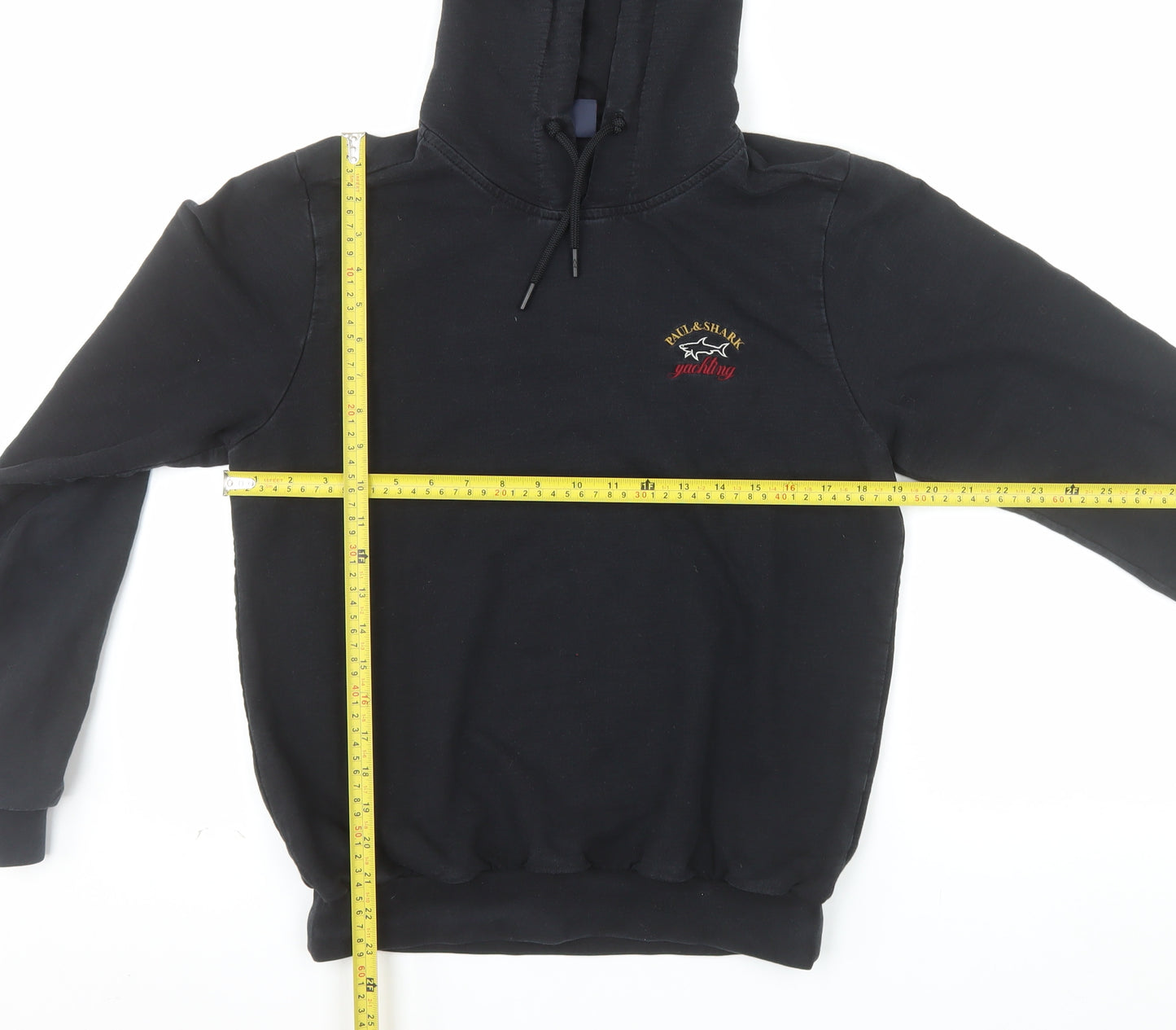 Paul & Shark Men’s Black Pullover Hoodie M Embroidered Yachting Cotton