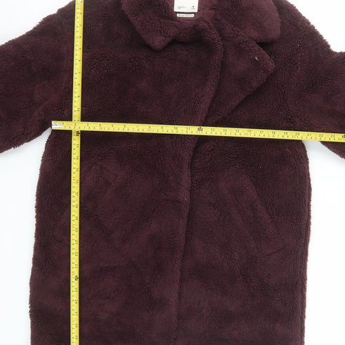 Abercrombie & Fitch Women Brown M Teddy Coat Fleece Mid-Length