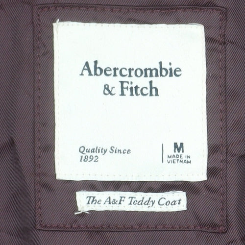 Abercrombie & Fitch Women Brown M Teddy Coat Fleece Mid-Length