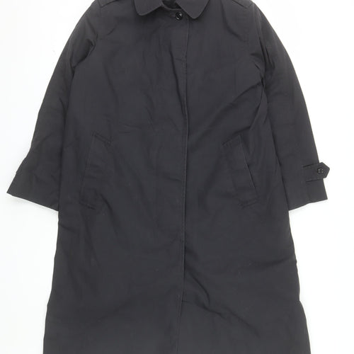 American Apparel Women's Black Long Trench Coat Size 10 Classic Style