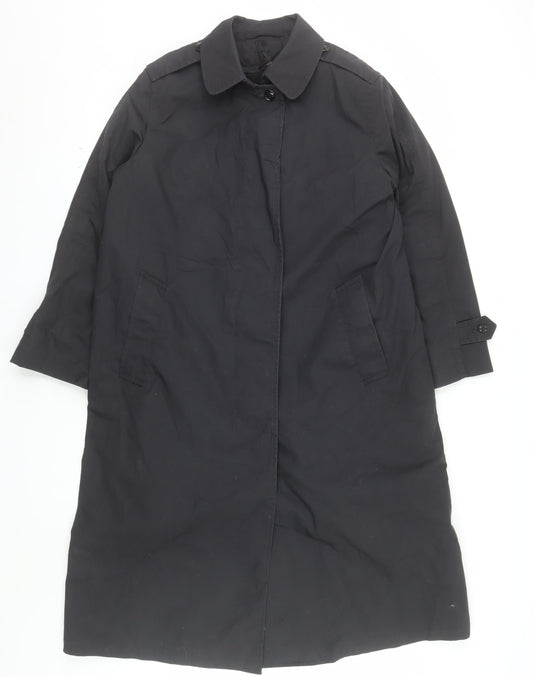 American Apparel Women's Black Long Trench Coat Size 10 Classic Style