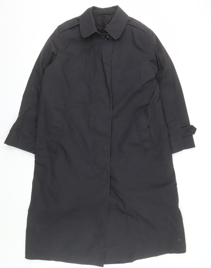 American Apparel Women's Black Long Trench Coat Size 10 Classic Style