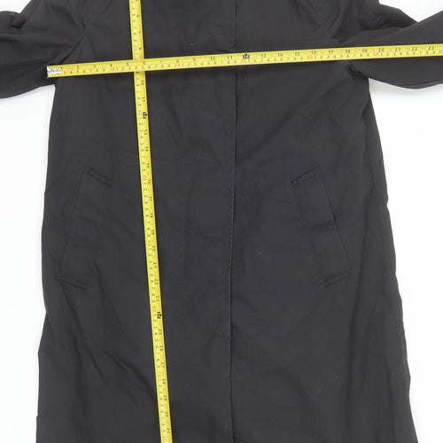 American Apparel Women's Black Long Trench Coat Size 10 Classic Style
