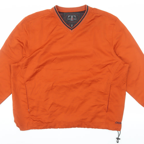 Tehama Men's Orange XL V-Neck Pullover Sweatshirt with Zip Pockets