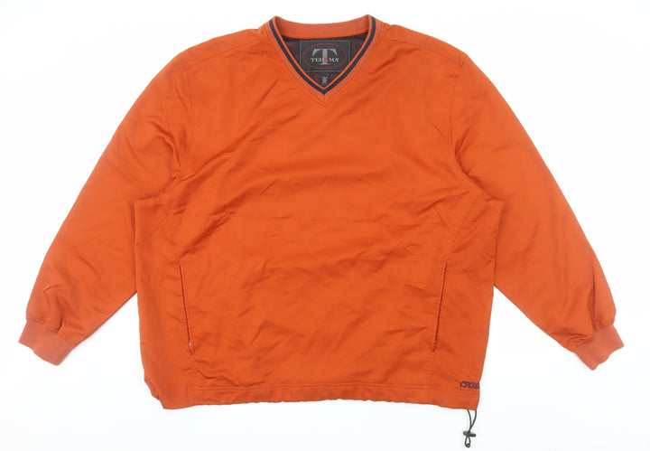 Tehama Men's Orange XL V-Neck Pullover Sweatshirt with Zip Pockets