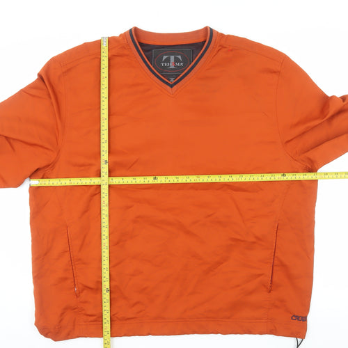 Tehama Men's Orange XL V-Neck Pullover Sweatshirt with Zip Pockets