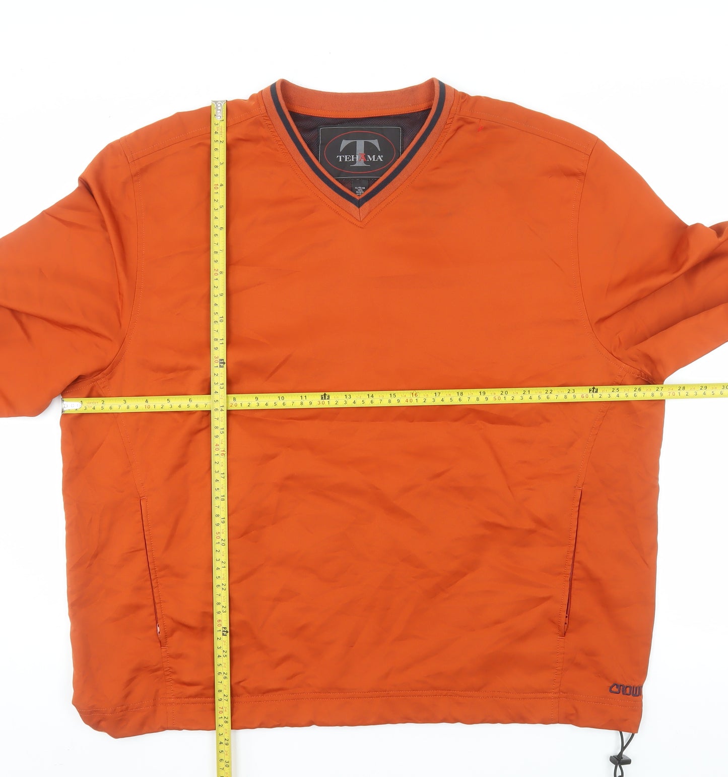 Tehama Men's Orange XL V-Neck Pullover Sweatshirt with Zip Pockets